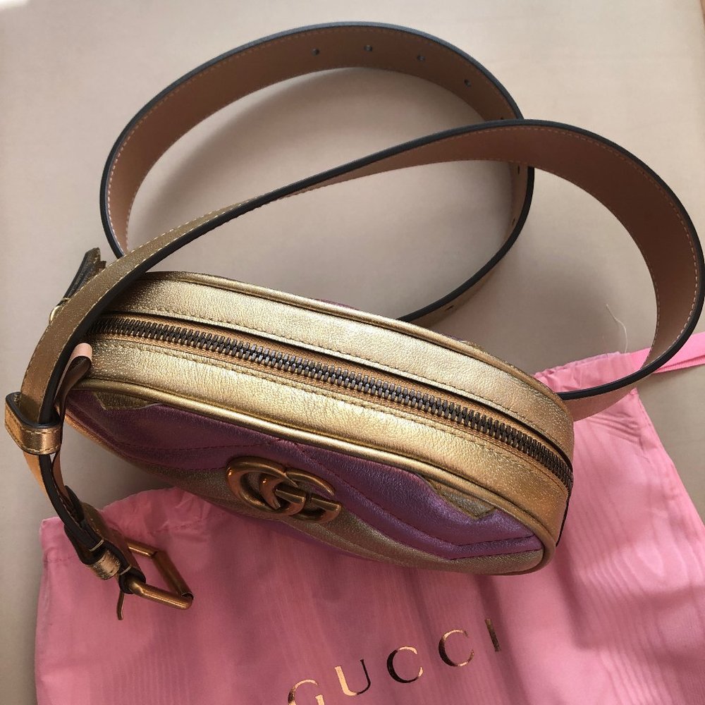 Gucci GG Metallic Matelasse Marmont Belt Bag NEW W DUST BAG - Picture 16 of 16